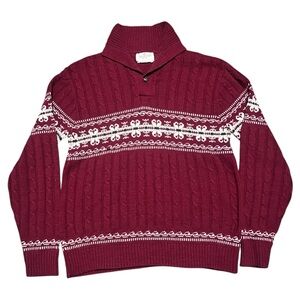 True vintage 70s Jantzen Men's Burgundy Turtleneck Sweater with White Pattern